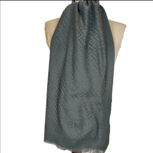 🧧Great Fendi Zucca Silk & Cashmere Shawl/Cover-up 🎗+GIFT - Picture 11 of 14